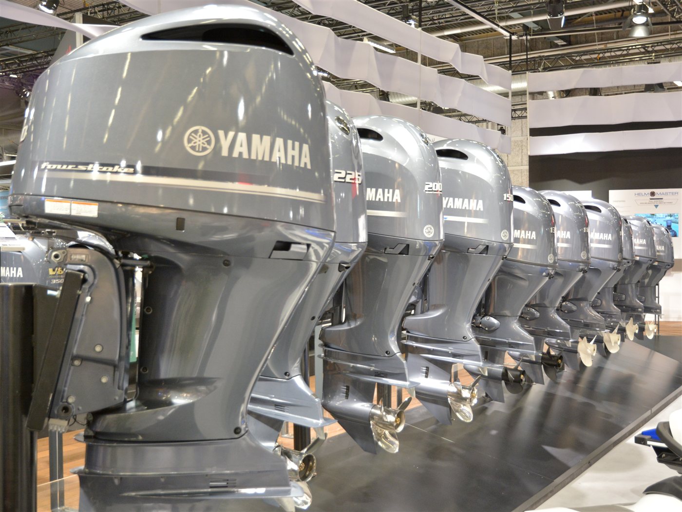 Outboard motors with visible gearcases and propellers